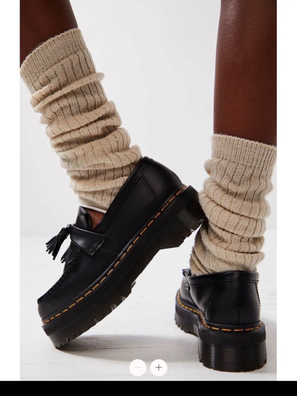 Dr. Martens Black Leather Tassel Loafers with Yellow Stitching